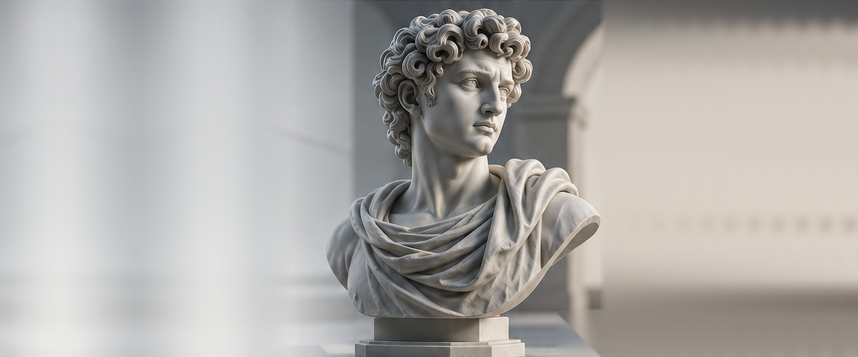 Classical marble bust in an architectural setting