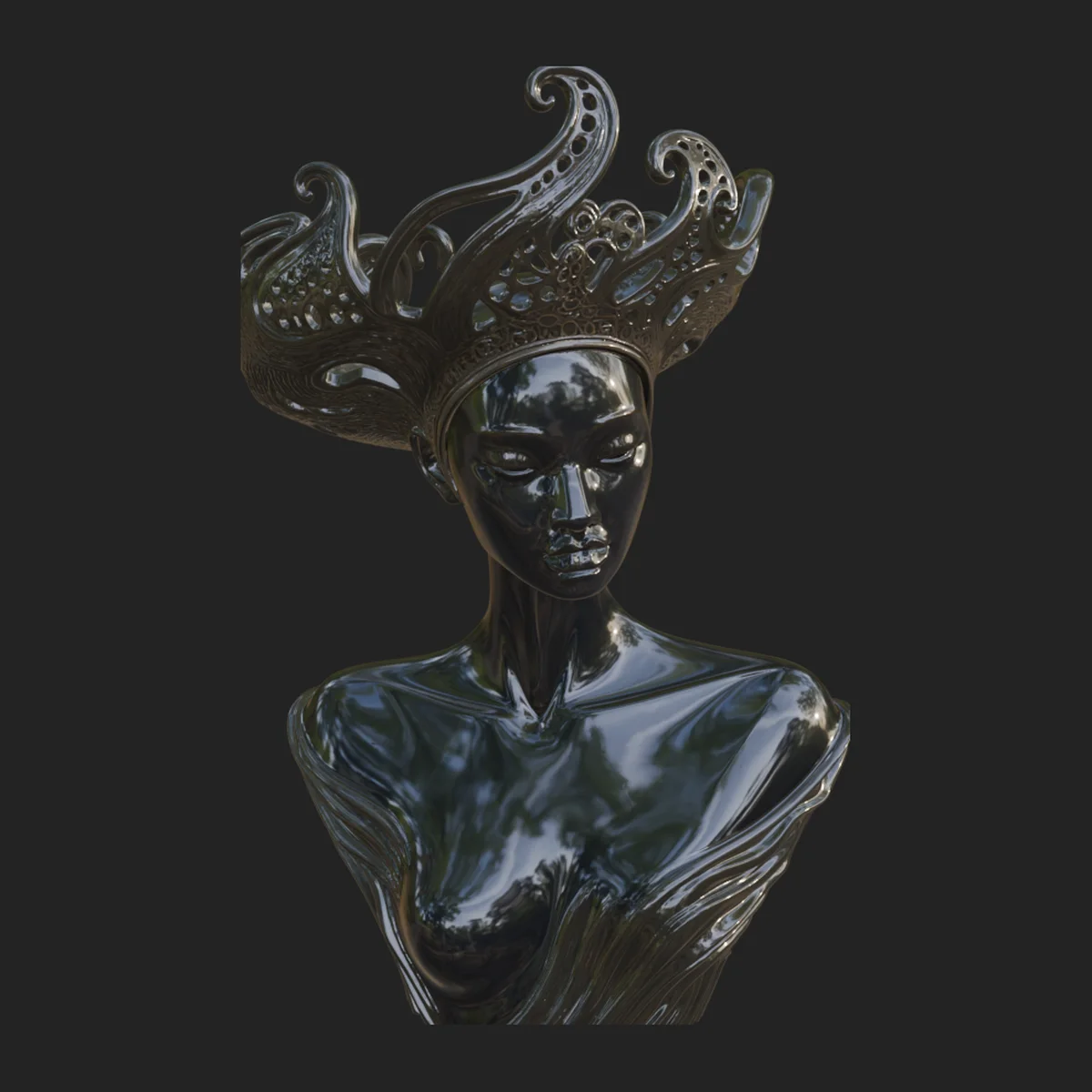 African Queen Bust Statue Design 2