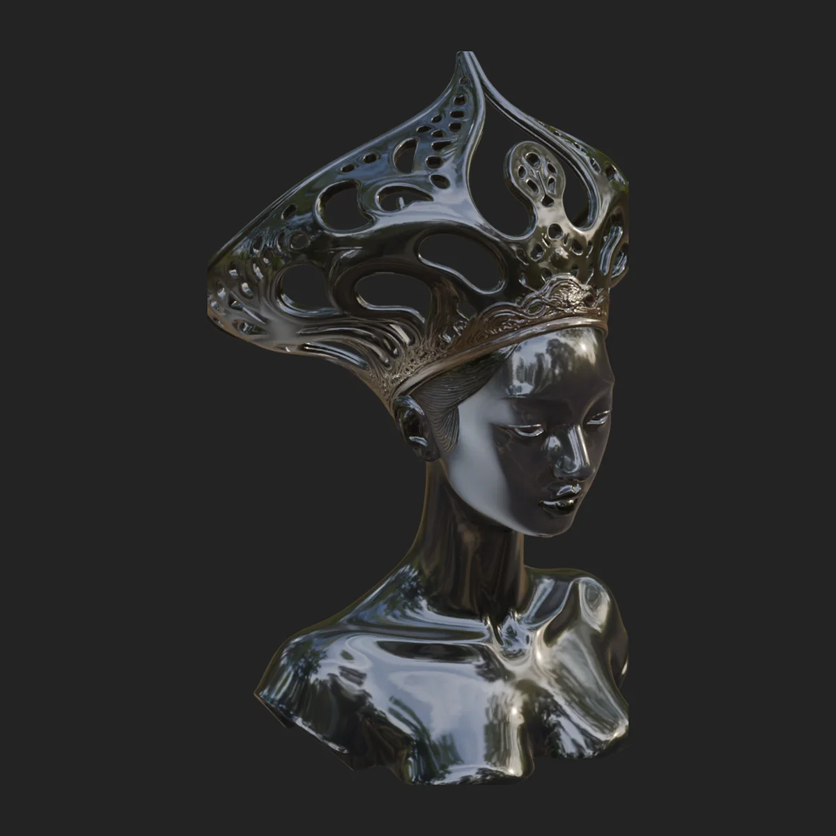 African Queen Bust Statue Design 3