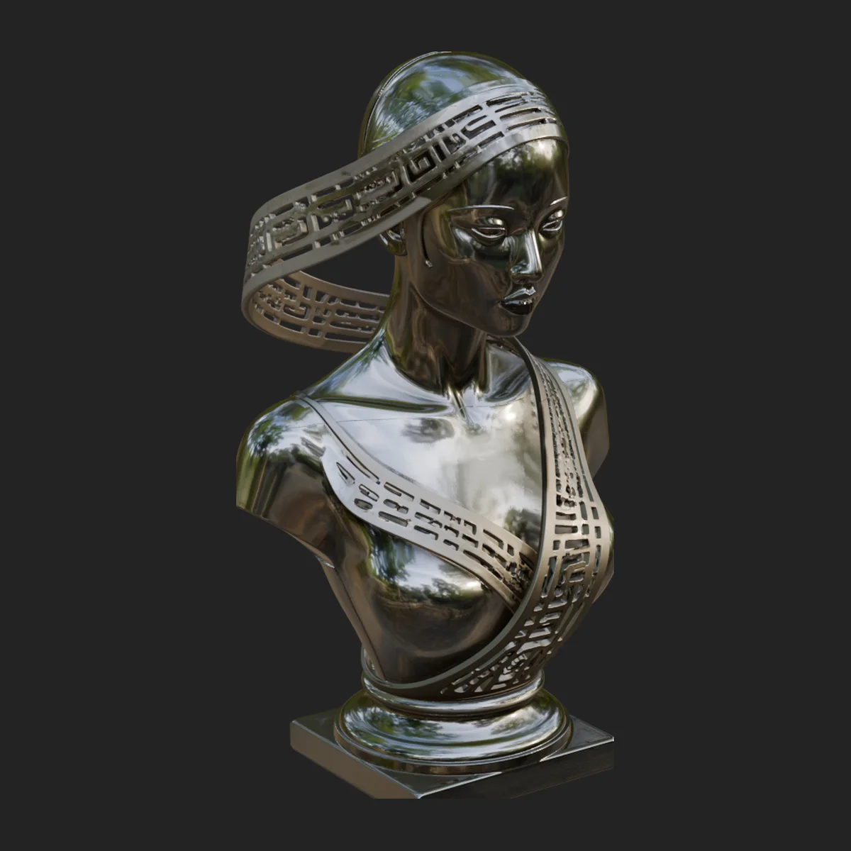 African Queen Bust Statue Design 4
