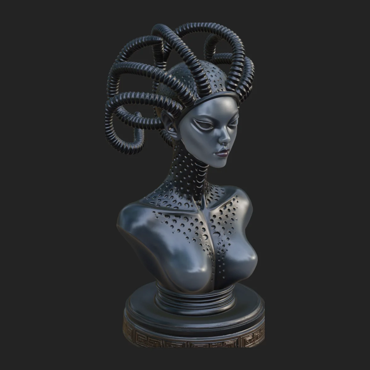 Alien Bust with Tube Crown Statue Design 1