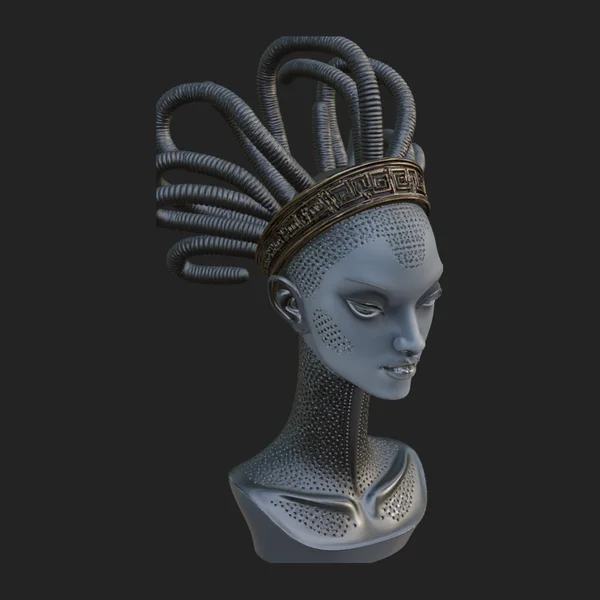 Alien Bust with Tube Crown Statue Design 2