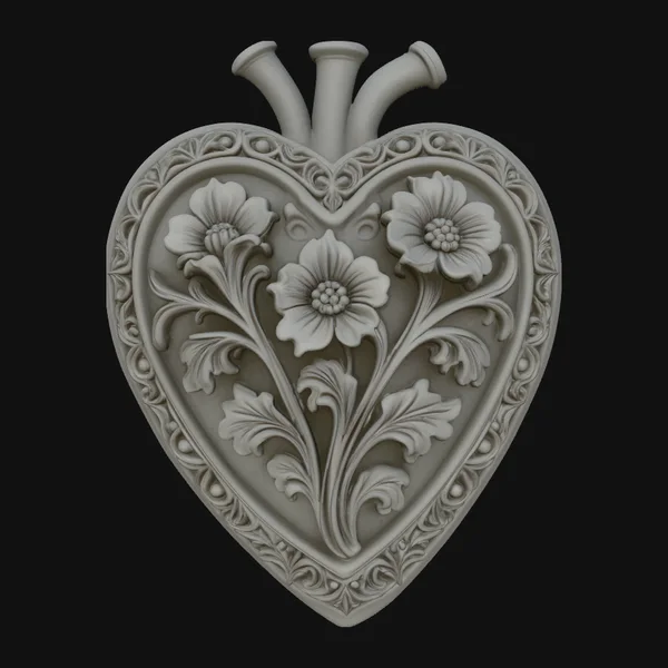 Anatomical Heart Floral Pendant