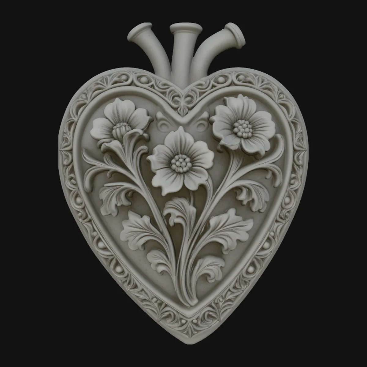 Anatomical Heart Floral Pendant