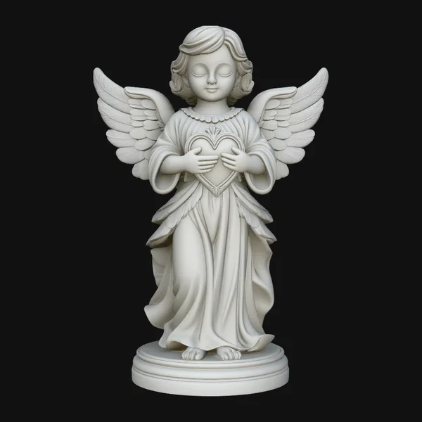 Angel Child with Heart Statue