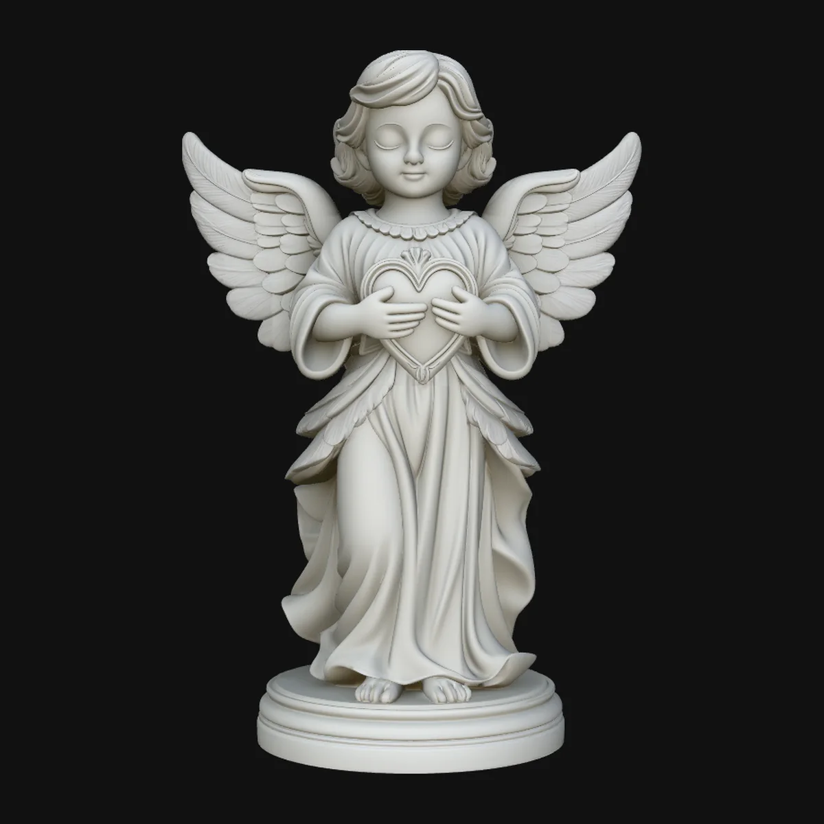 Angel Child with Heart Statue