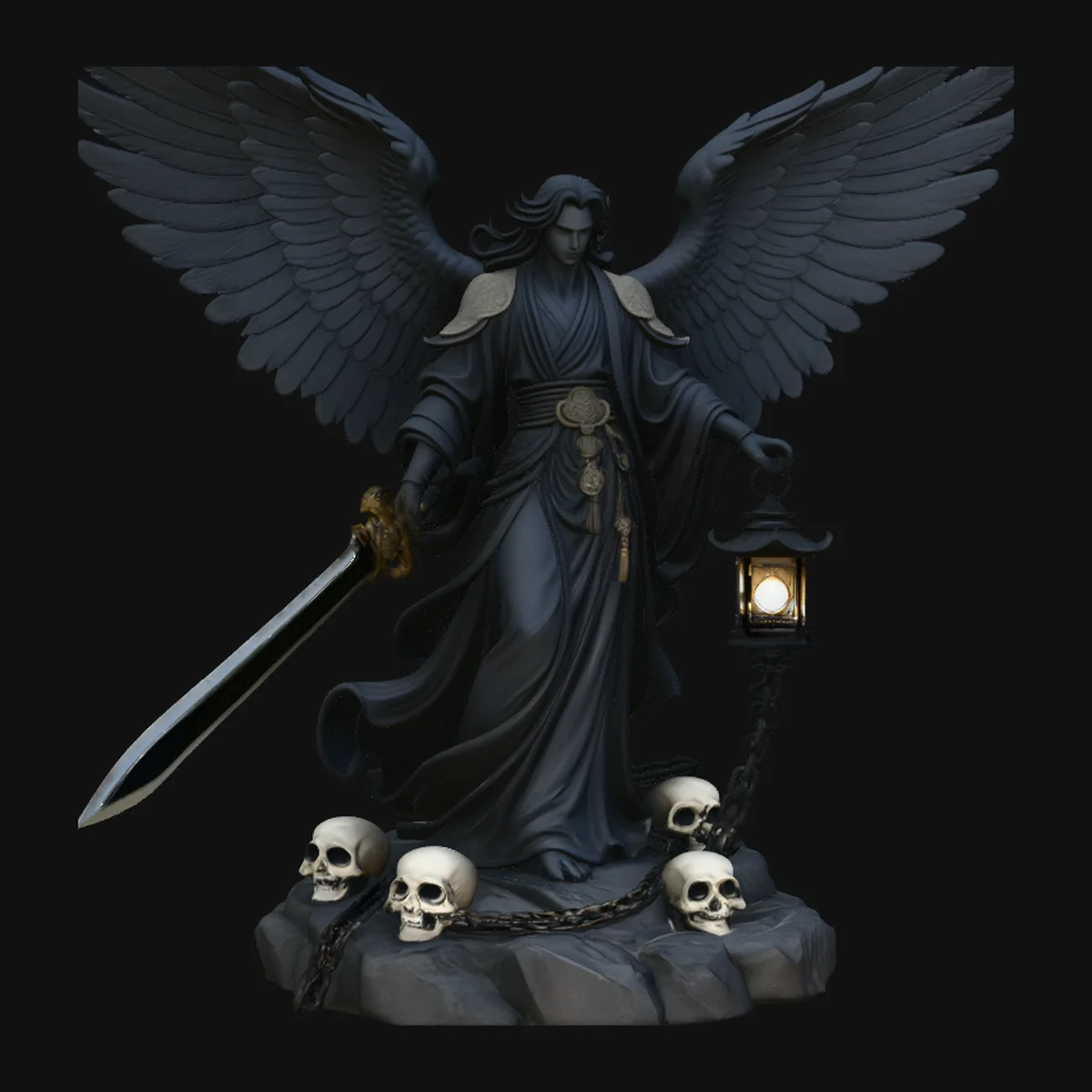 Angel of Death with Lantern Statue Design 2