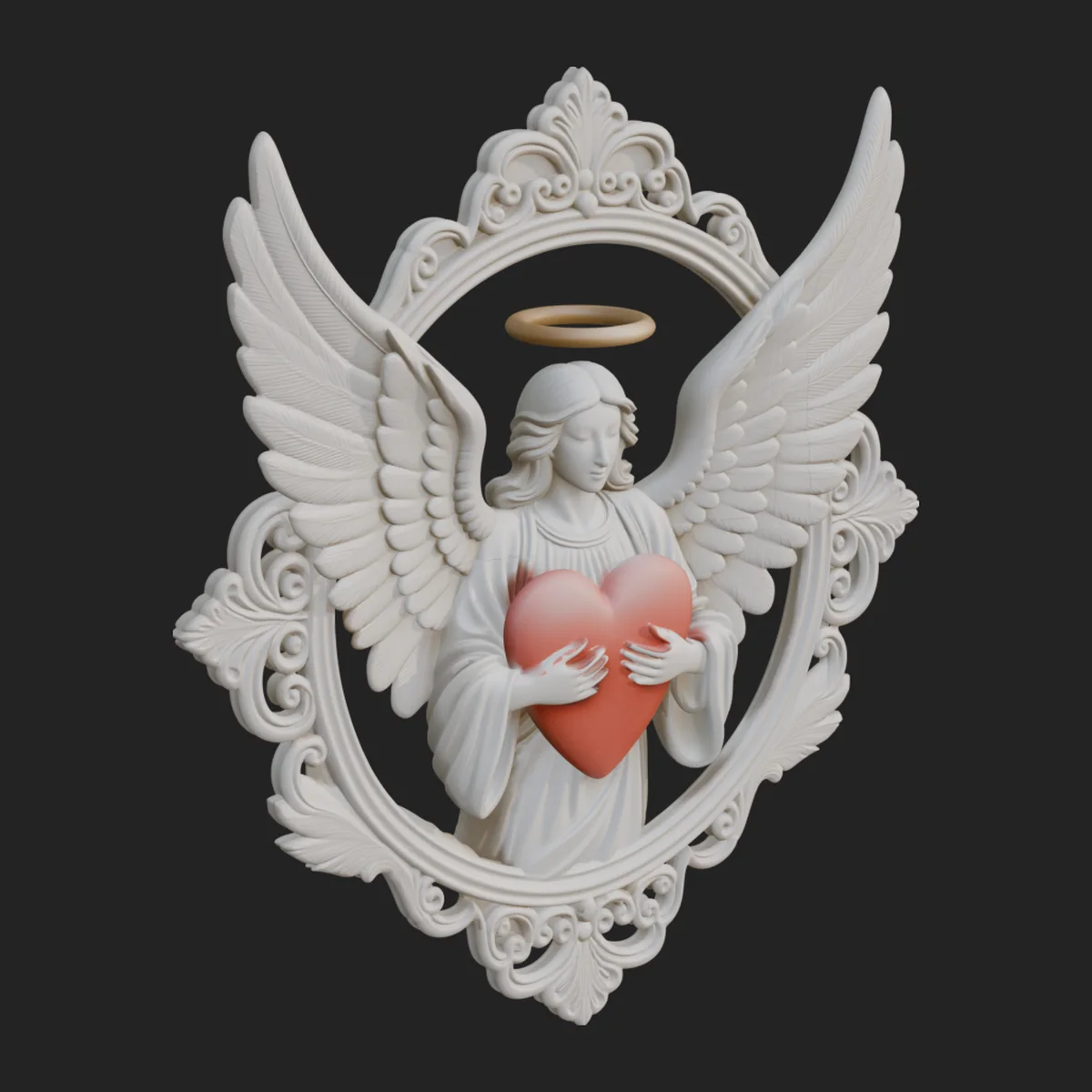 Angel with Heart Arch Statue Design 2