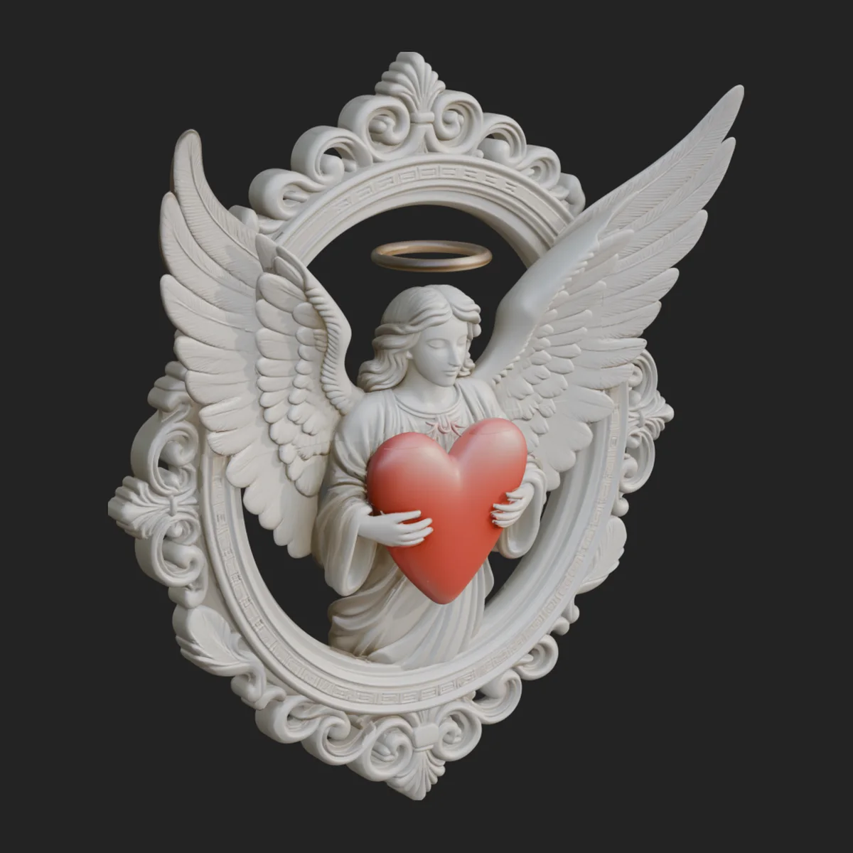 Angel with Heart Arch Statue Design 3