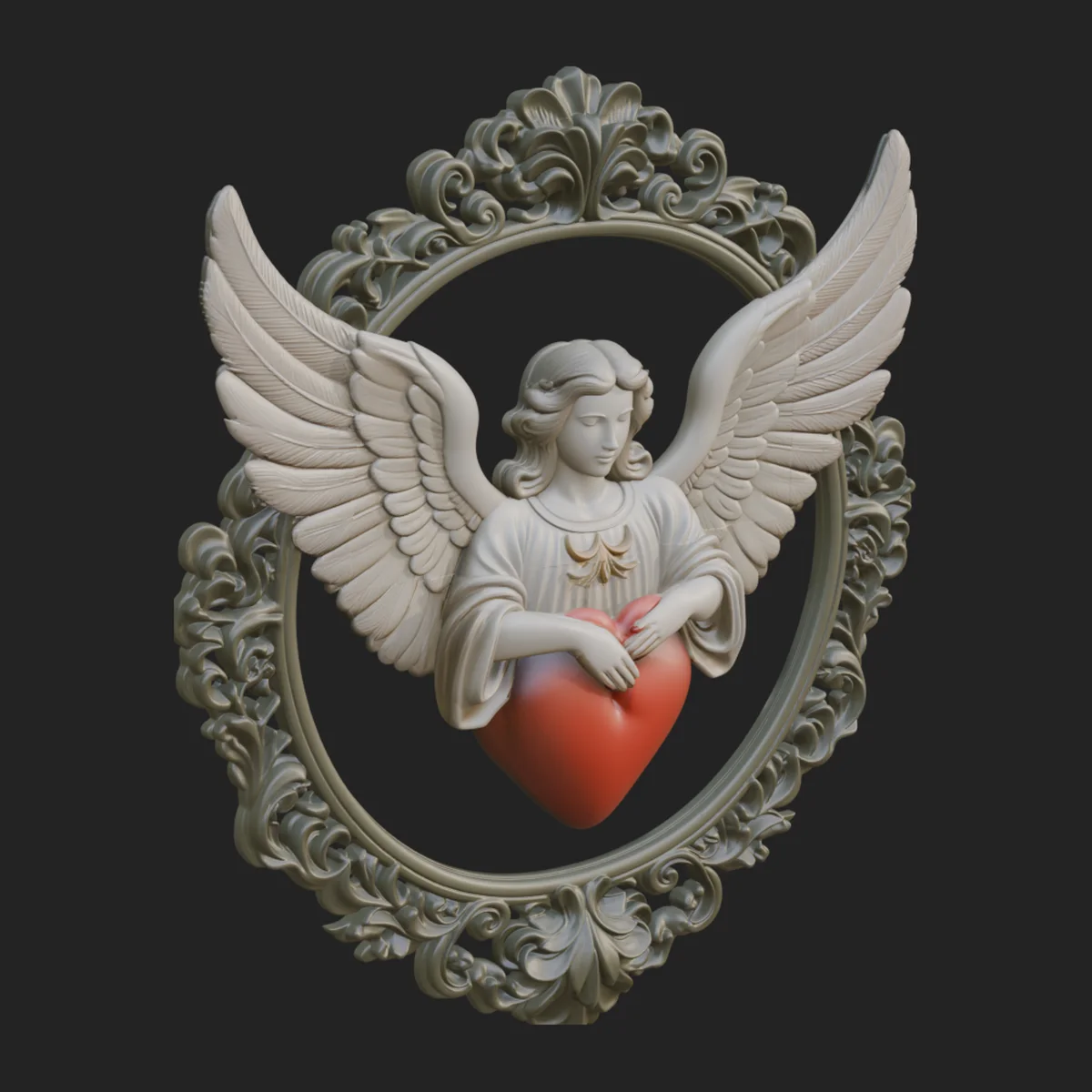 Angel with Heart Arch Statue Design 5