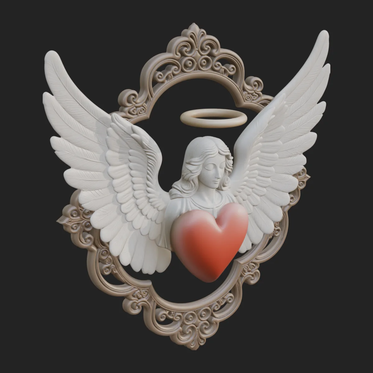 Angel with Heart Arch Statue Design 6