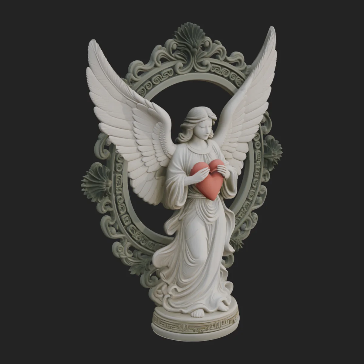 Angel with Heart Arch Statue Design 7