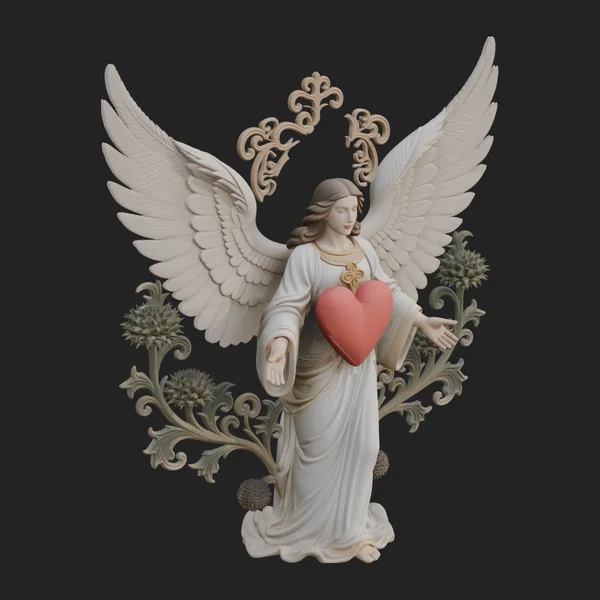 Angel with Heart Arch Statue Design 8