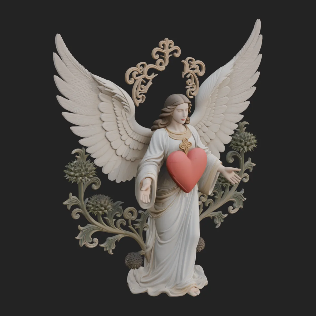 Angel with Heart Arch Statue Design 8