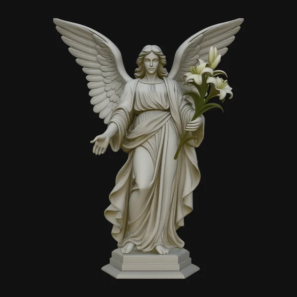 Angel with Lily Flower Statue Design 1