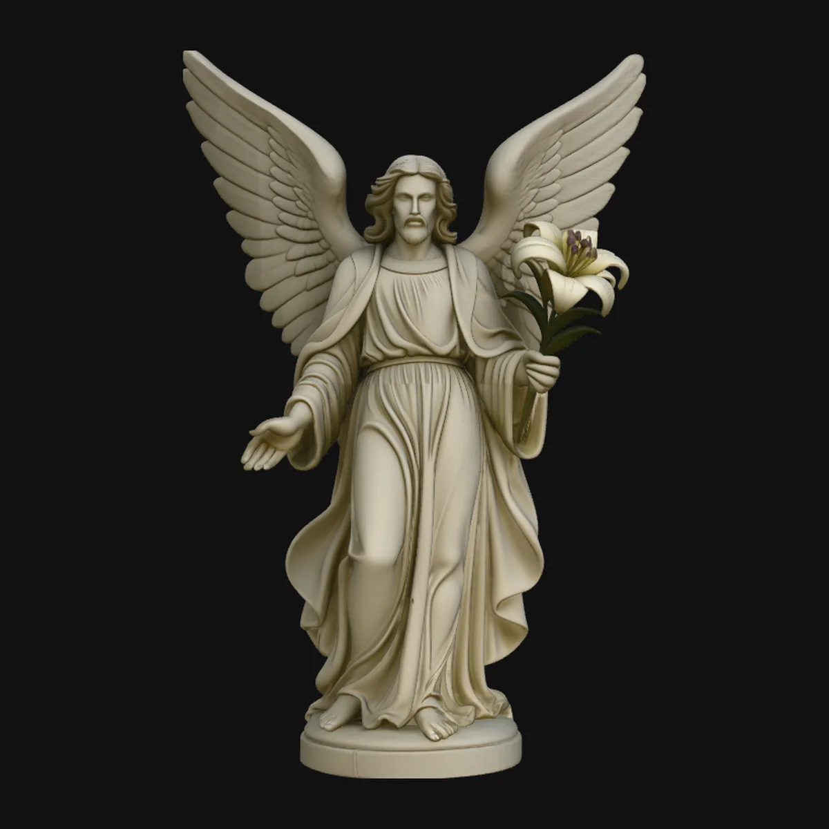 Angel with Lily Flower Statue Design 4