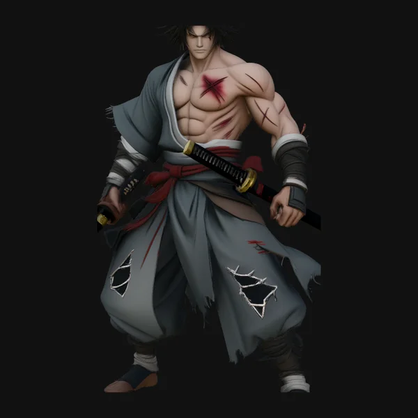 Anime Samurai Swordsman Statue Design 4
