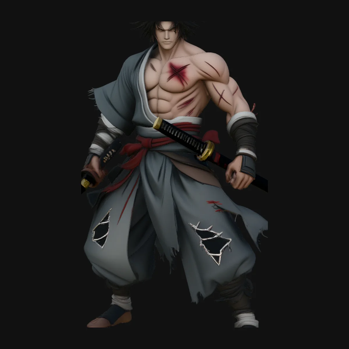 Anime Samurai Swordsman Statue Design 4