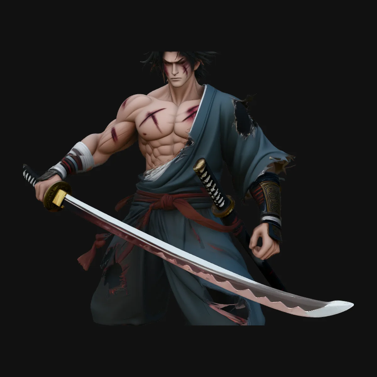 Anime Samurai Swordsman Statue Design 6