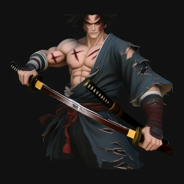 Anime Samurai Swordsman Statue Design 7