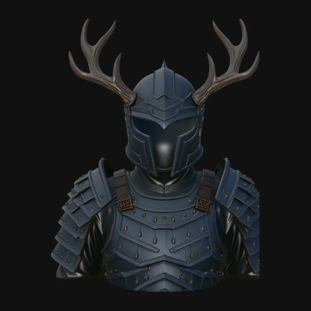 Antler Helm Knight Bust Statue Design 1