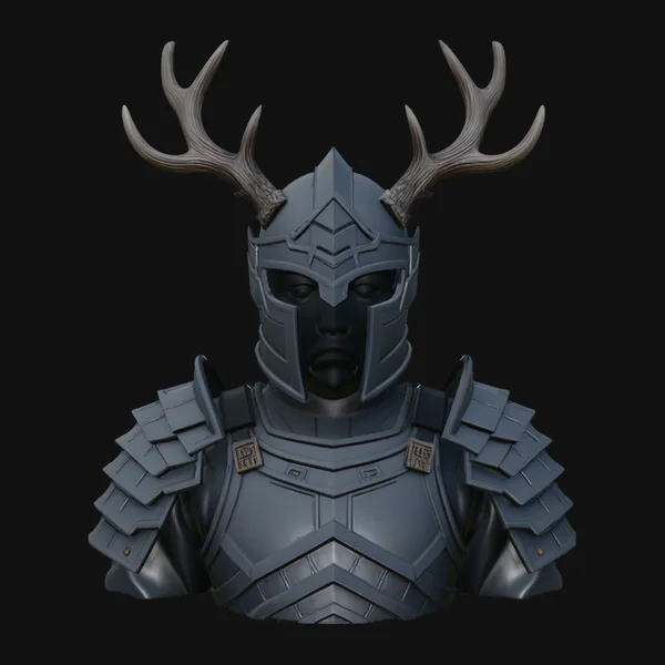 Antler Helm Knight Bust Statue Design 2