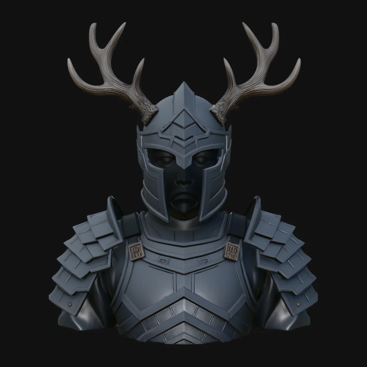 Antler Helm Knight Bust Statue Design 2