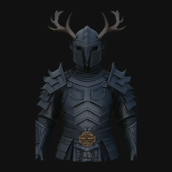 Antler Helm Knight Bust Statue Design 3