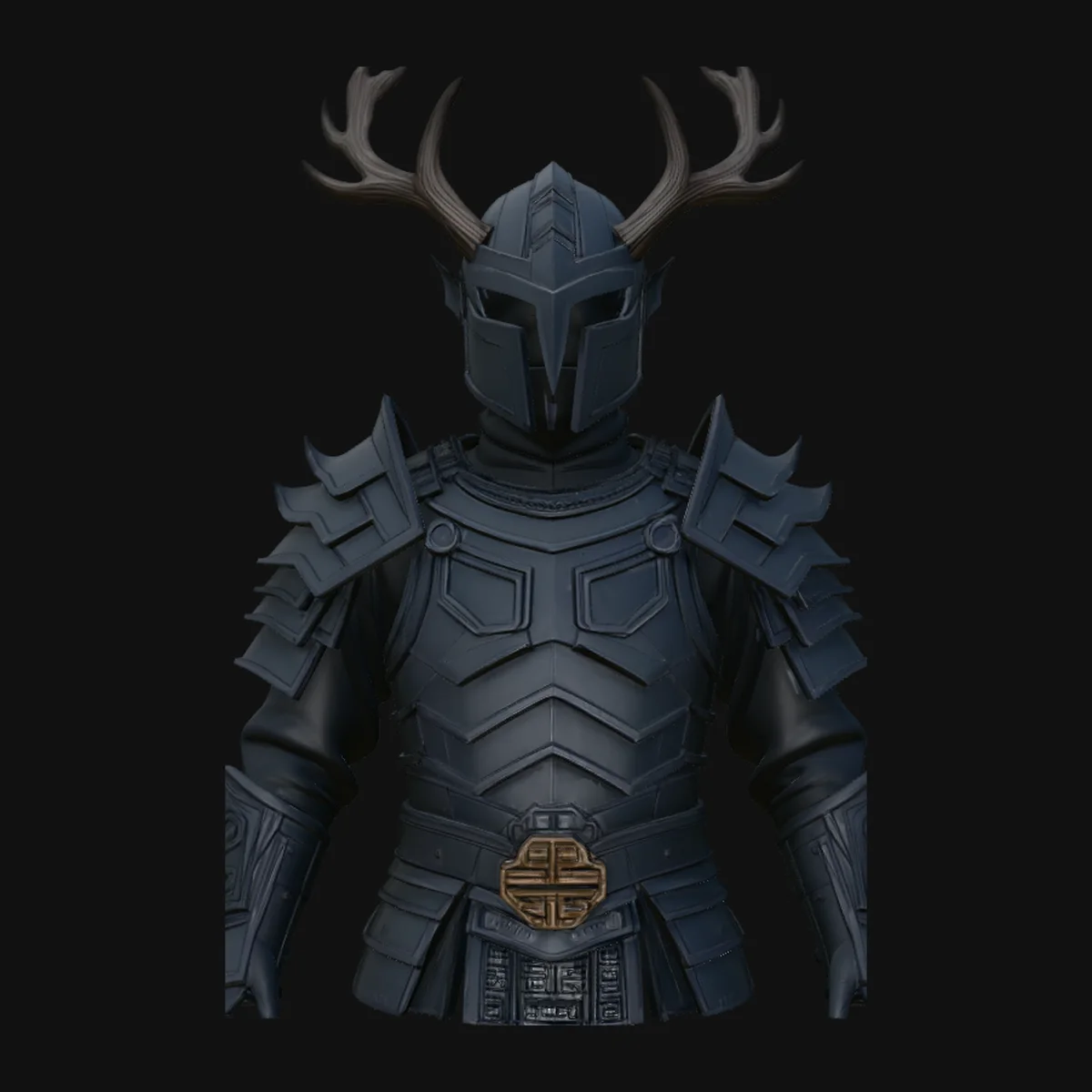 Antler Helm Knight Bust Statue Design 3