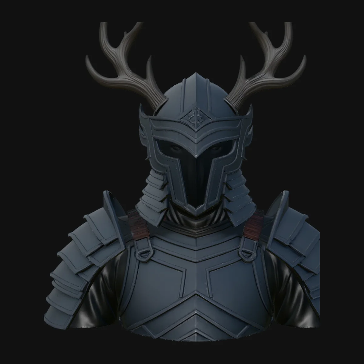 Antler Helm Knight Bust Statue Design 4