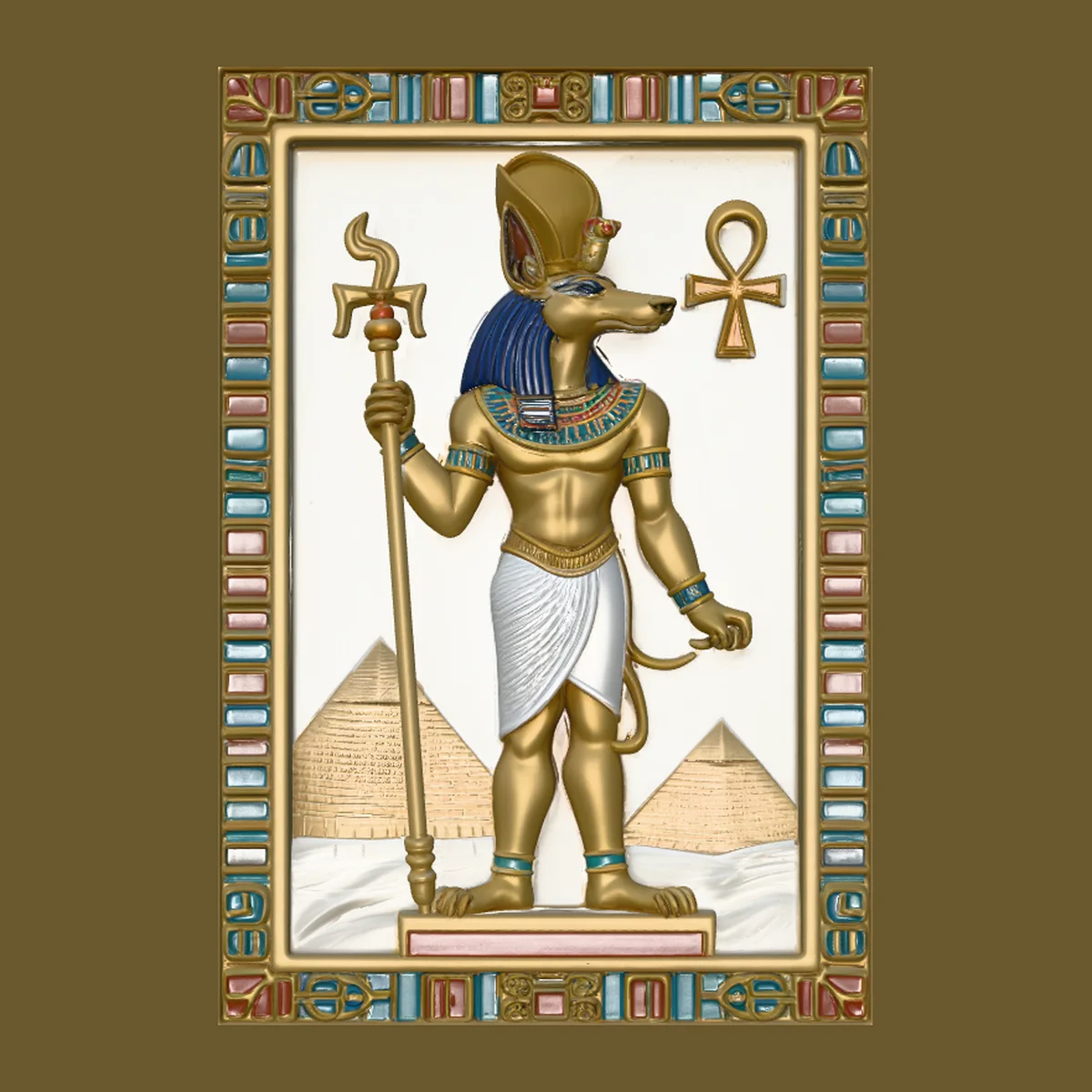 Anubis Temple Relief Plaque Design 4