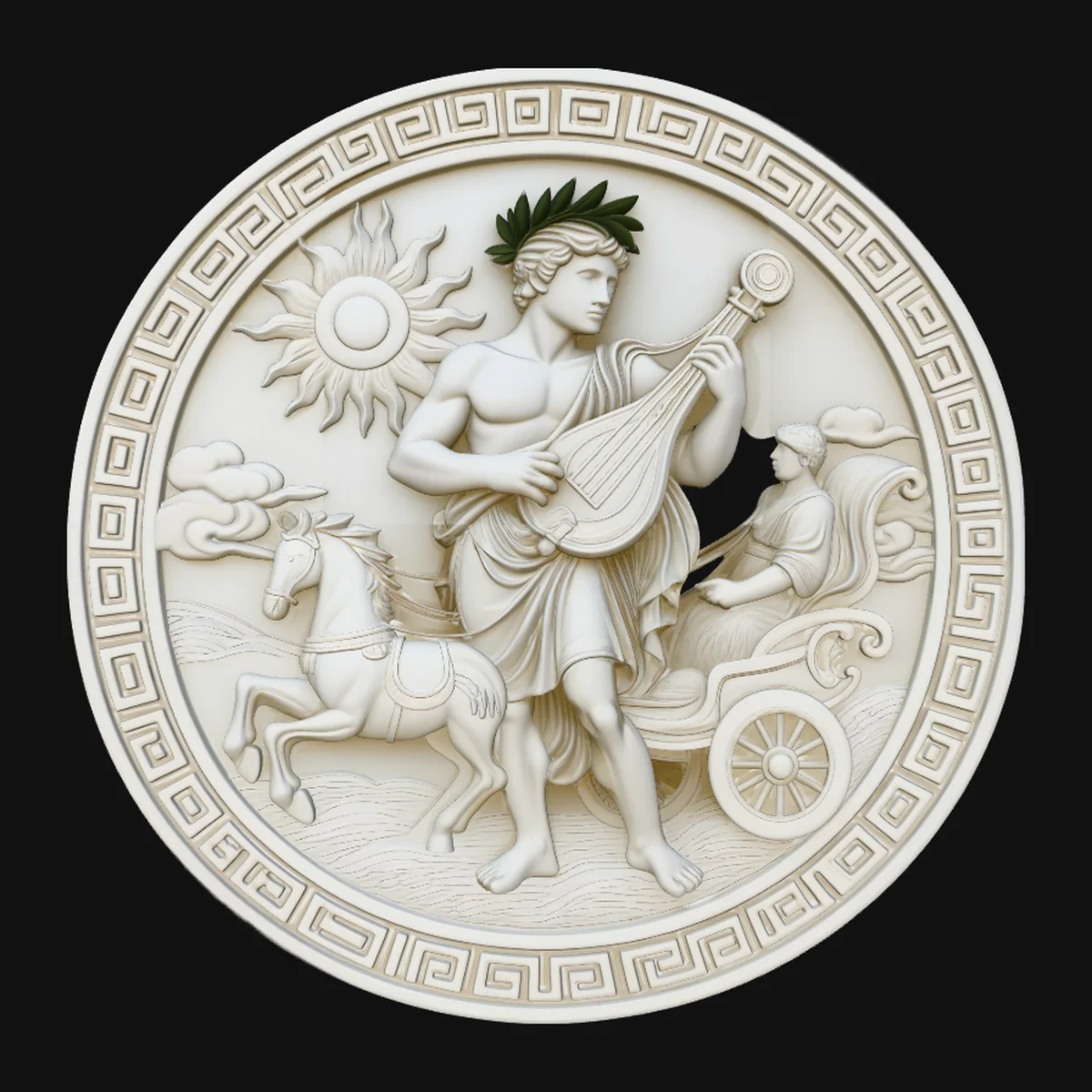 Apollo Sun Chariot Relief Medallion Pendant Design 1