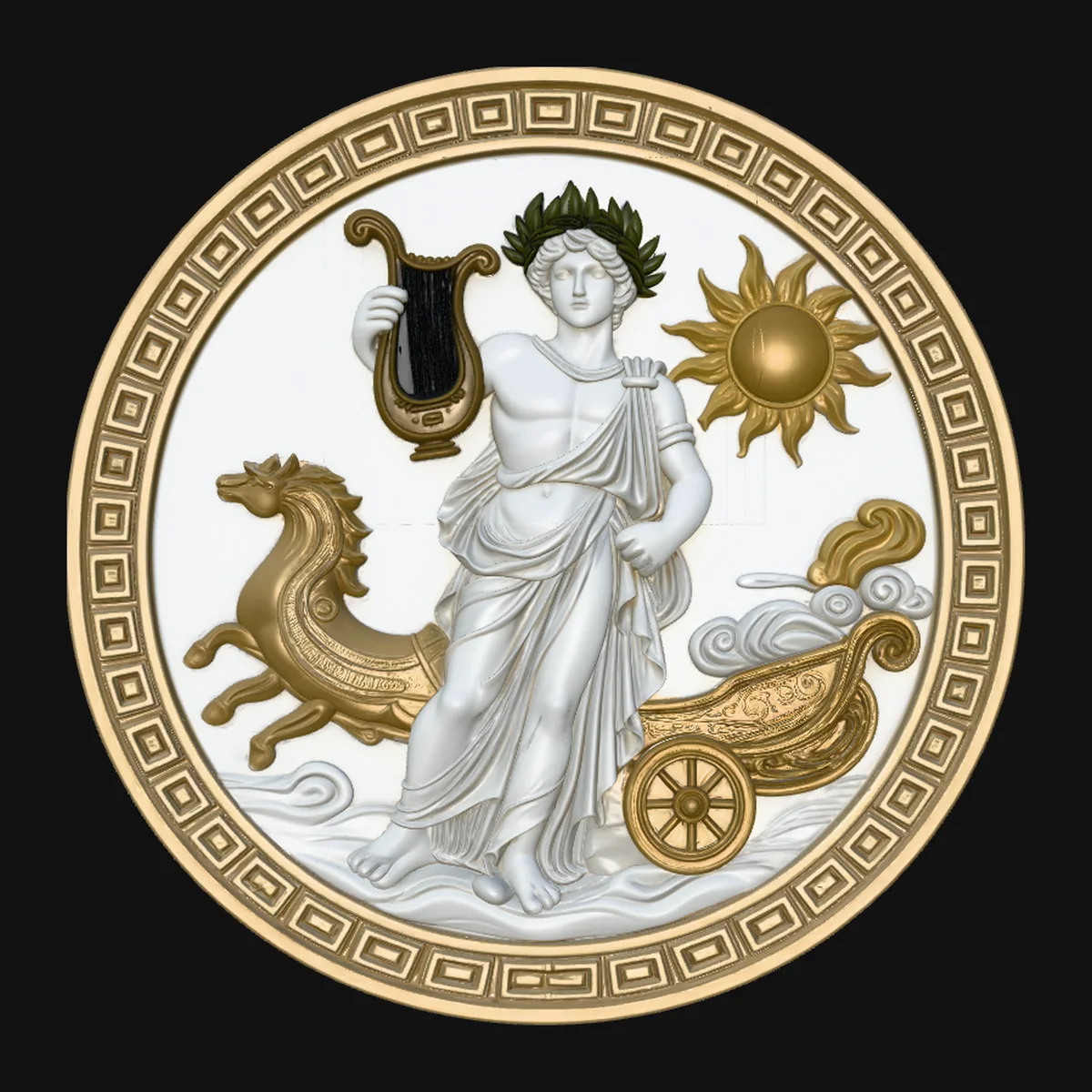 Apollo Sun Chariot Relief Medallion Pendant Design 4