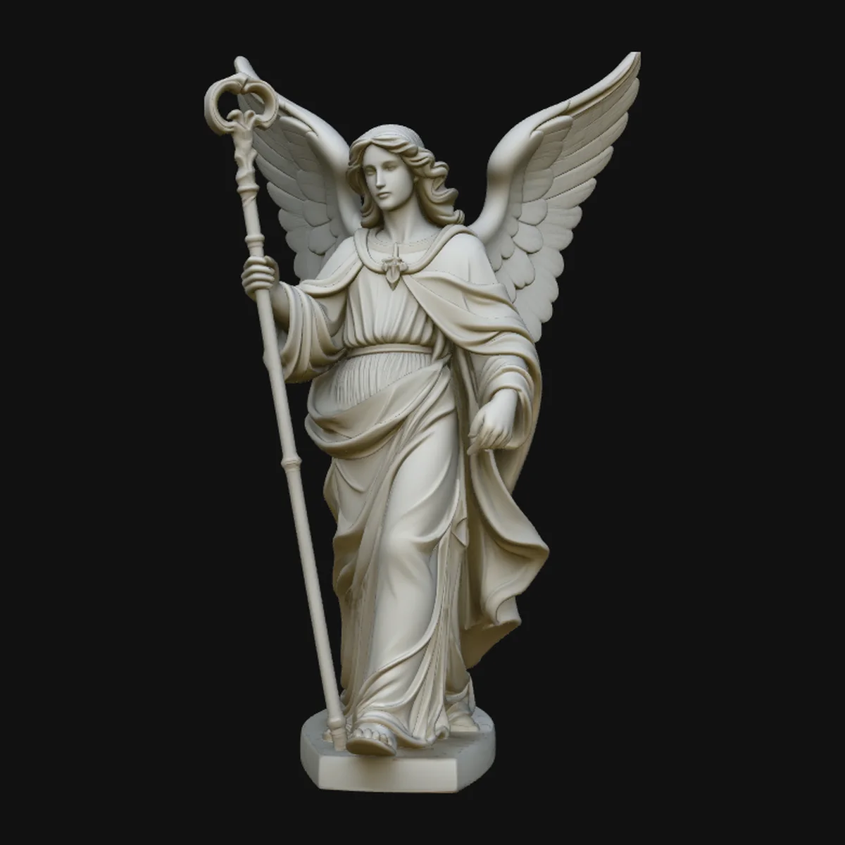 Archangel with Crosier Staff Statue Design 1