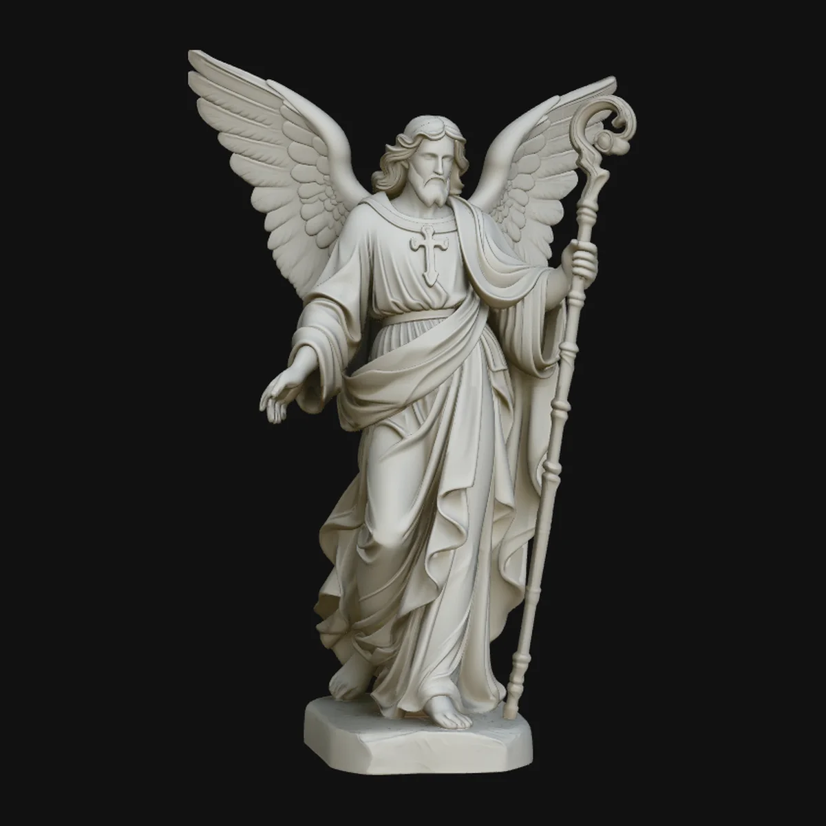 Archangel with Crosier Staff Statue Design 2