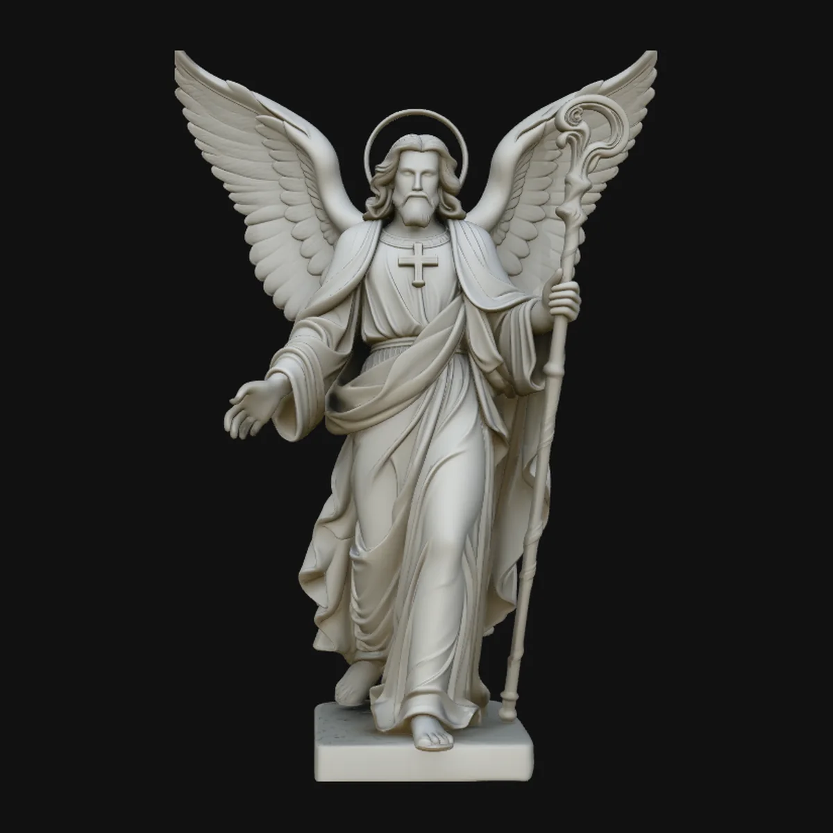 Archangel with Crosier Staff Statue Design 3