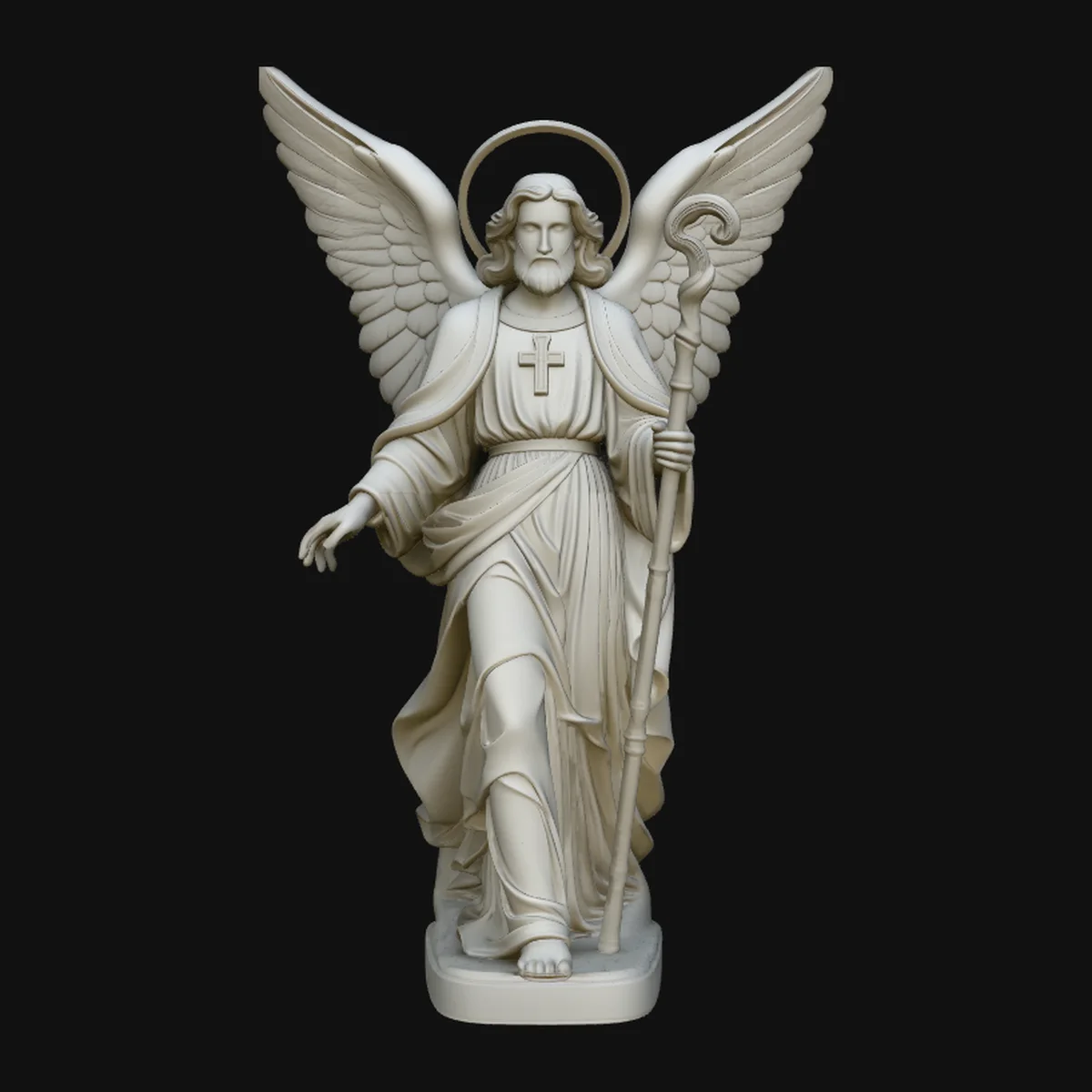 Archangel with Crosier Staff Statue Design 4