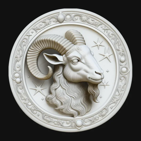 Aries Zodiac Relief Medallion Pendant Design 1