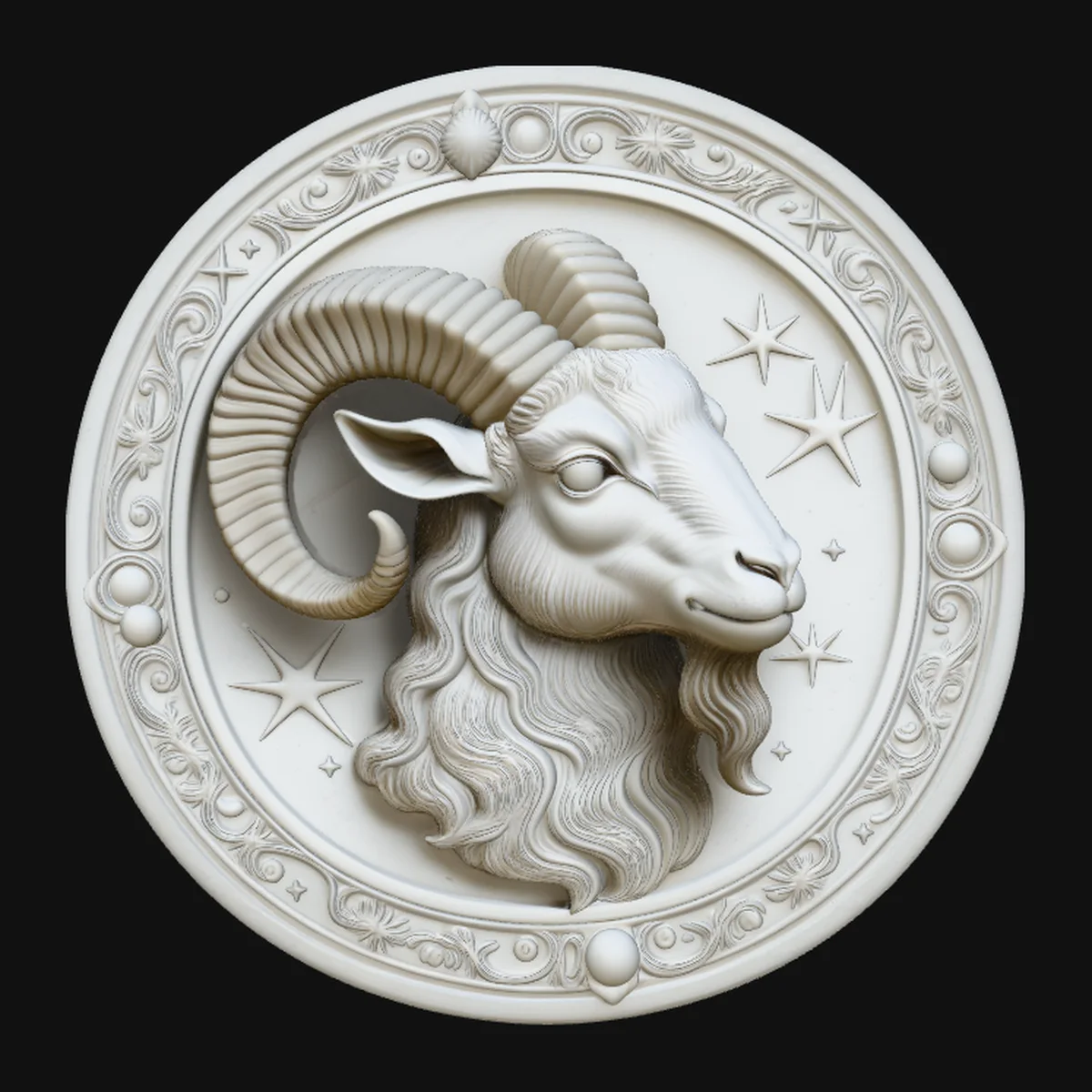 Aries Zodiac Relief Medallion Pendant Design 1