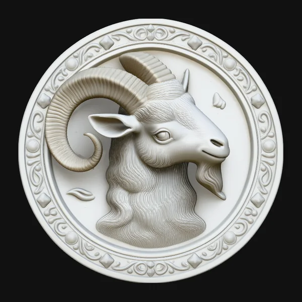 Aries Zodiac Relief Medallion Pendant Design 3