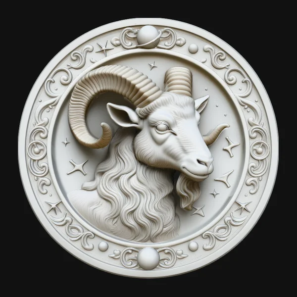 Aries Zodiac Relief Medallion Pendant Design 4