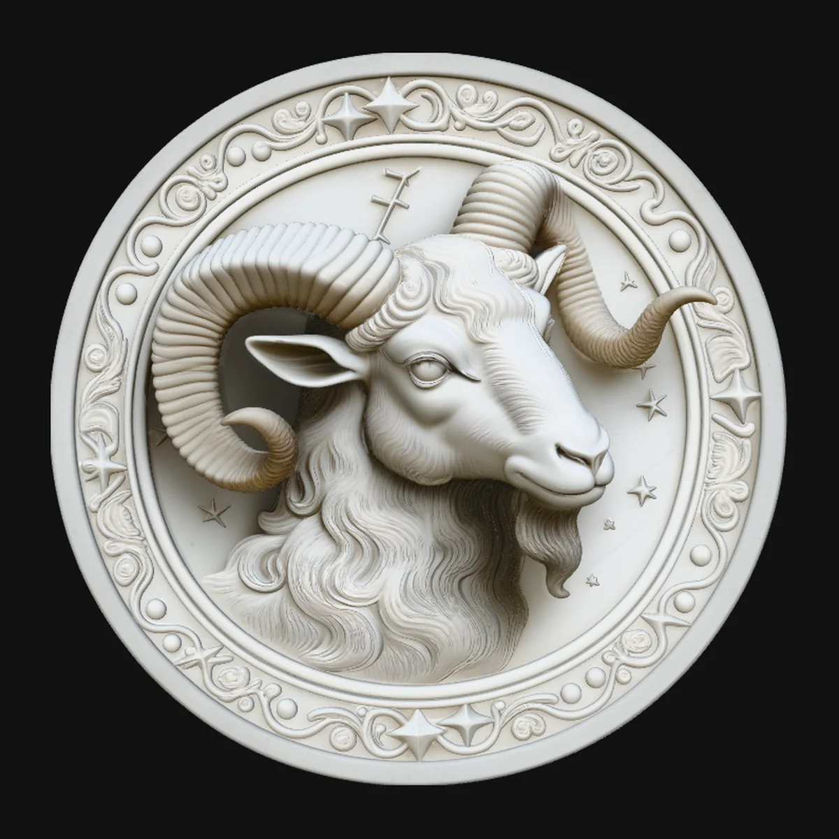 Aries Zodiac Relief Medallion Pendant Design 6