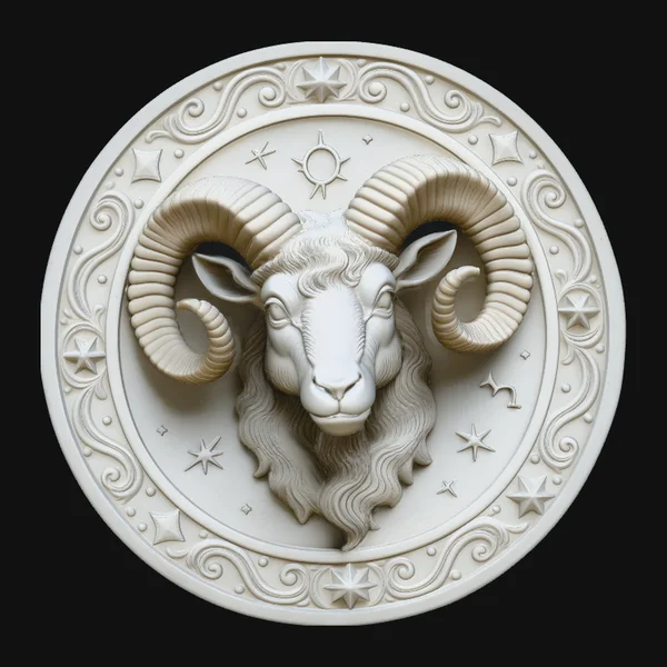 Aries Zodiac Relief Medallion Pendant Design 7