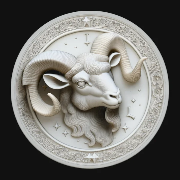 Aries Zodiac Relief Medallion Pendant Design 8