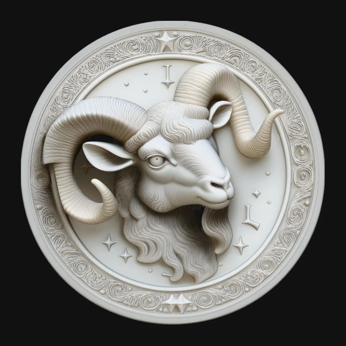 Aries Zodiac Relief Medallion Pendant Design 8