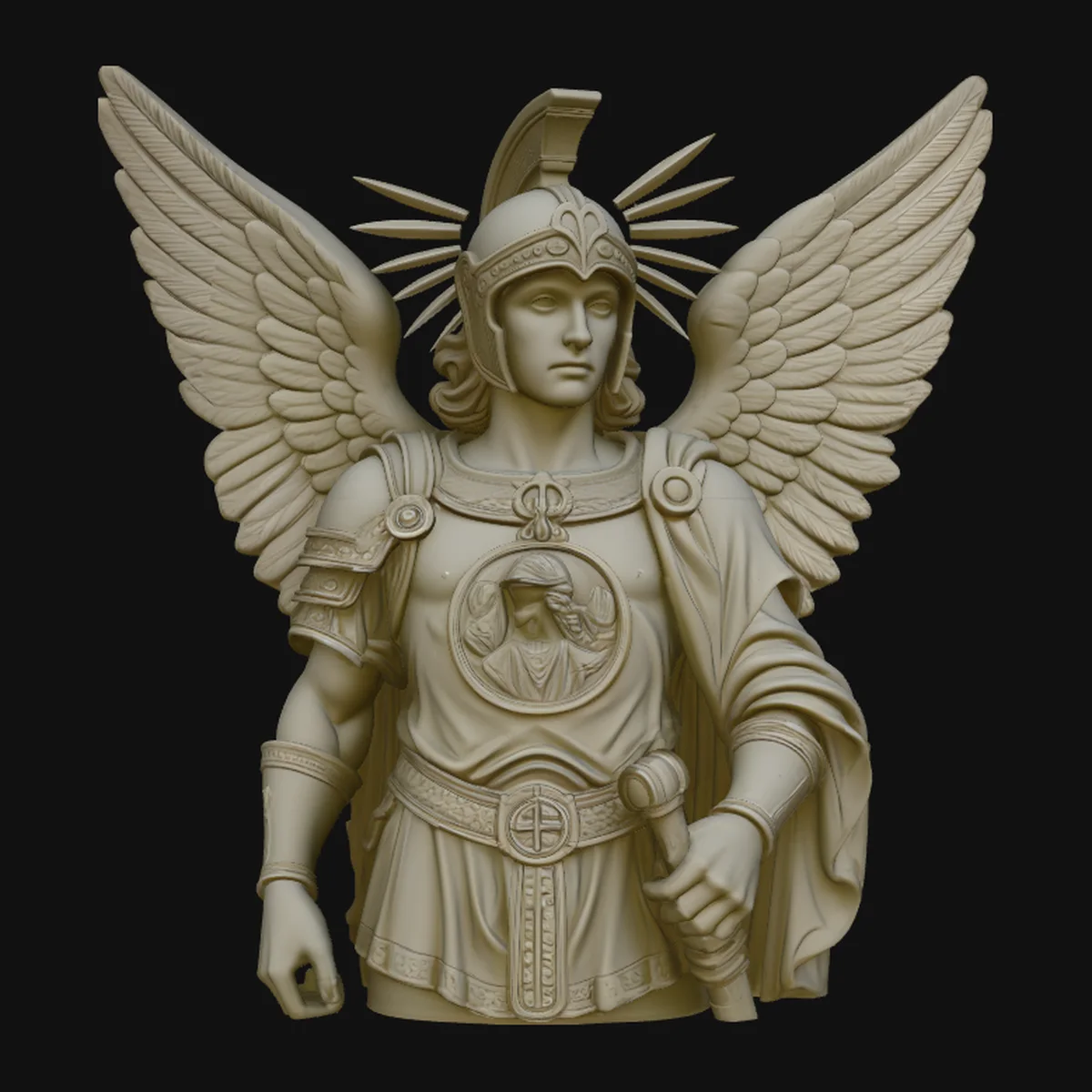 Armored Archangel Warrior Bust Statue Design 1