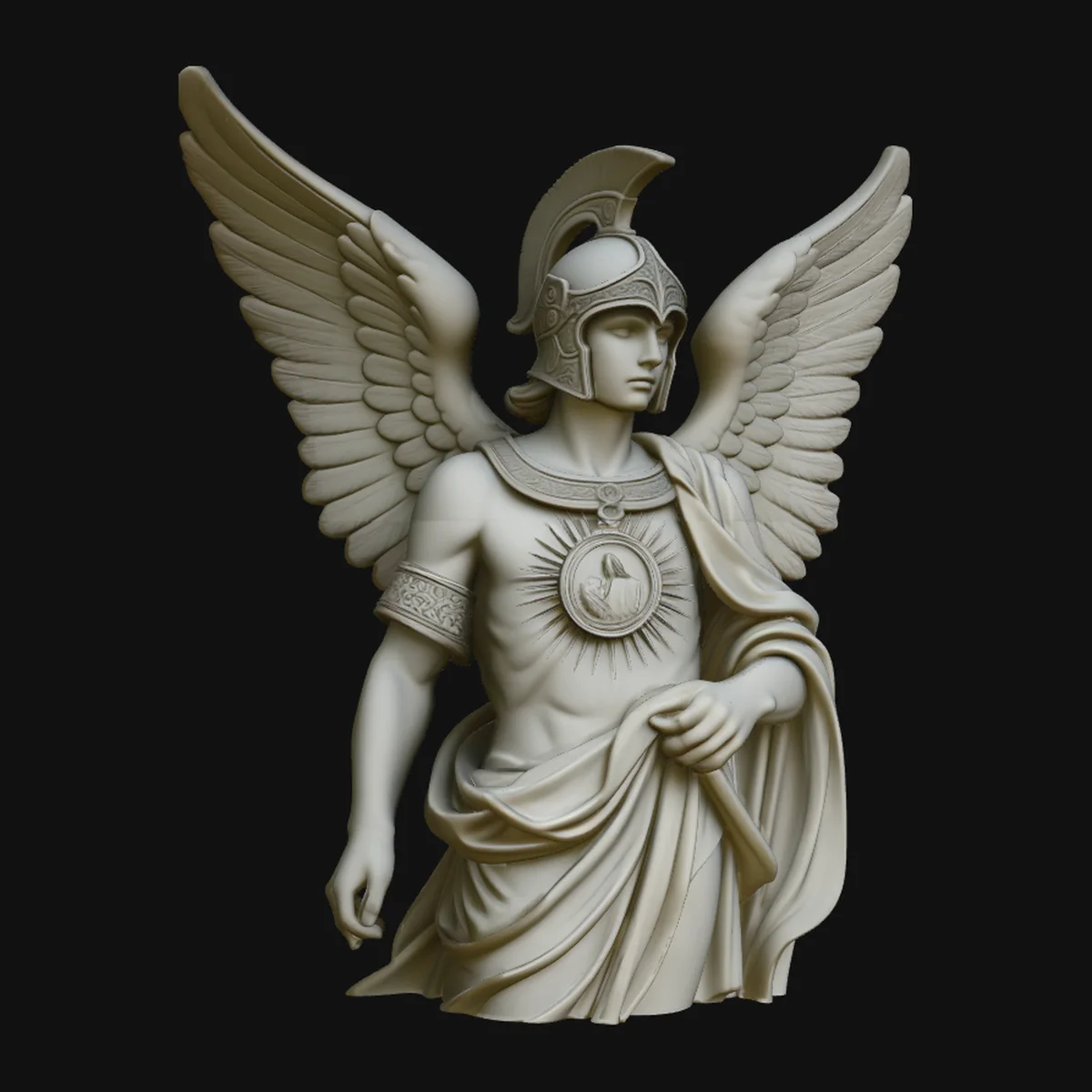 Armored Archangel Warrior Bust Statue Design 4