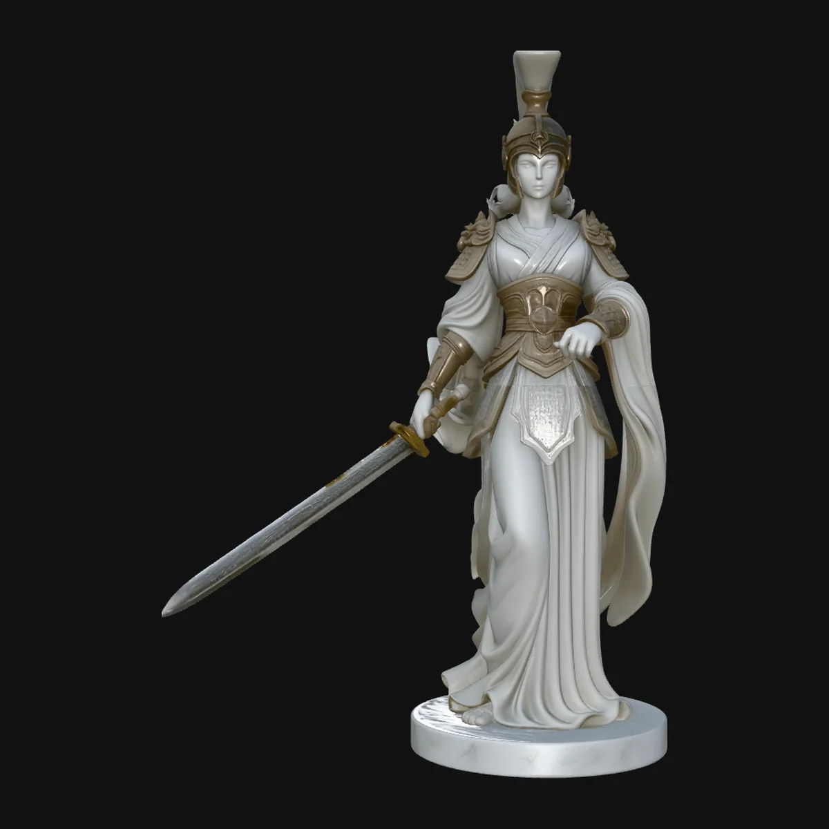Armored Warrior Goddess Statue Design 1