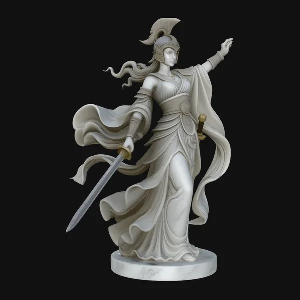 Armored Warrior Goddess Statue Design 2