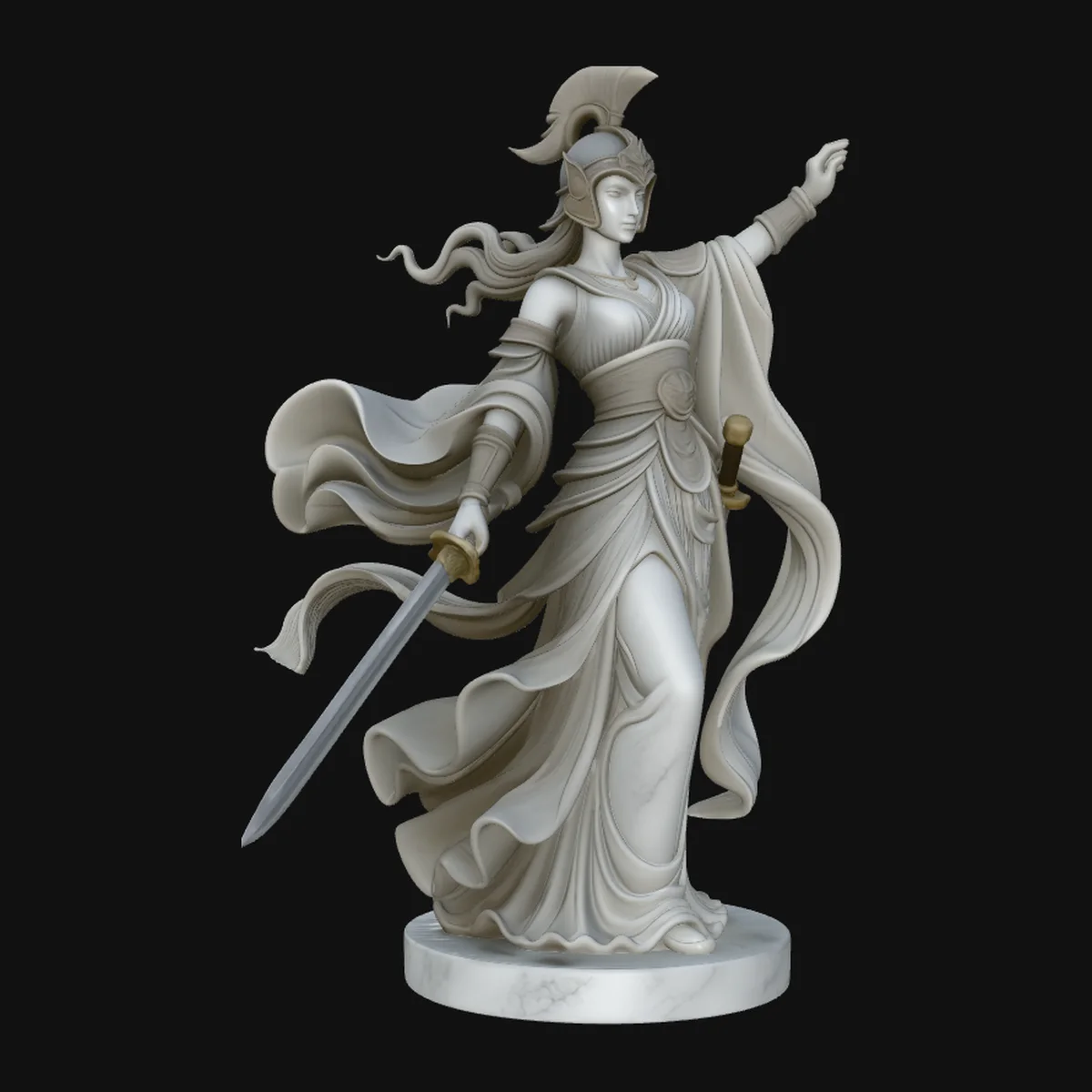 Armored Warrior Goddess Statue Design 2